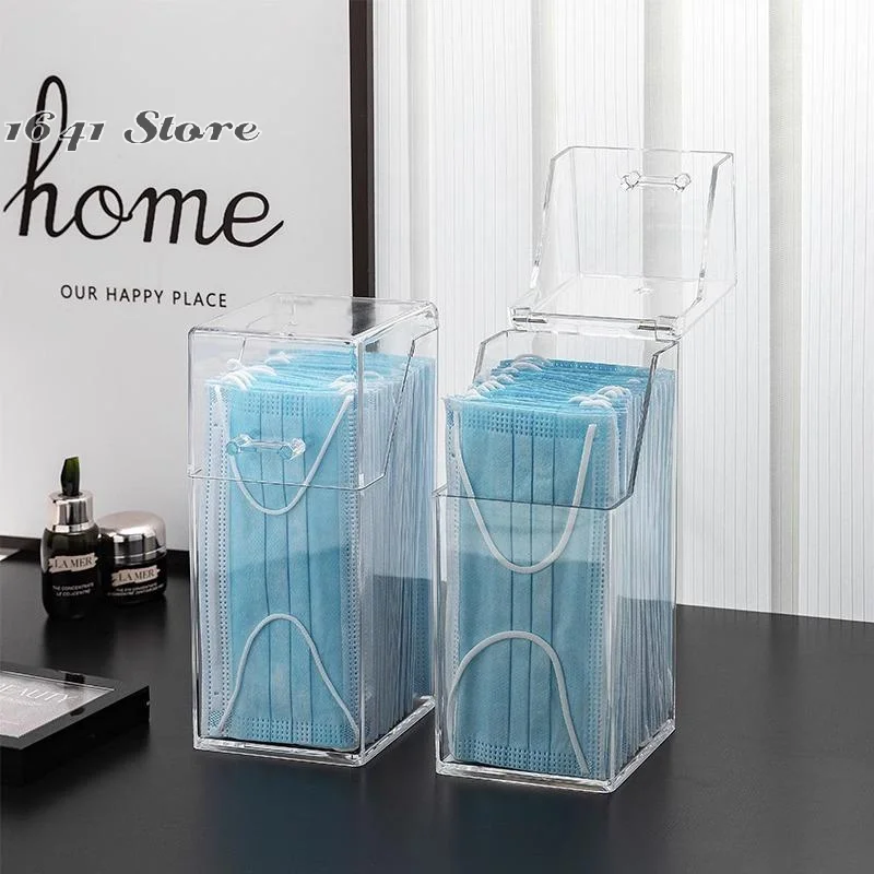 

（NEW）1 Transparent Mask Storage Box With Lid, Dust-proof Mask Box, Makeup Brush Storage Box