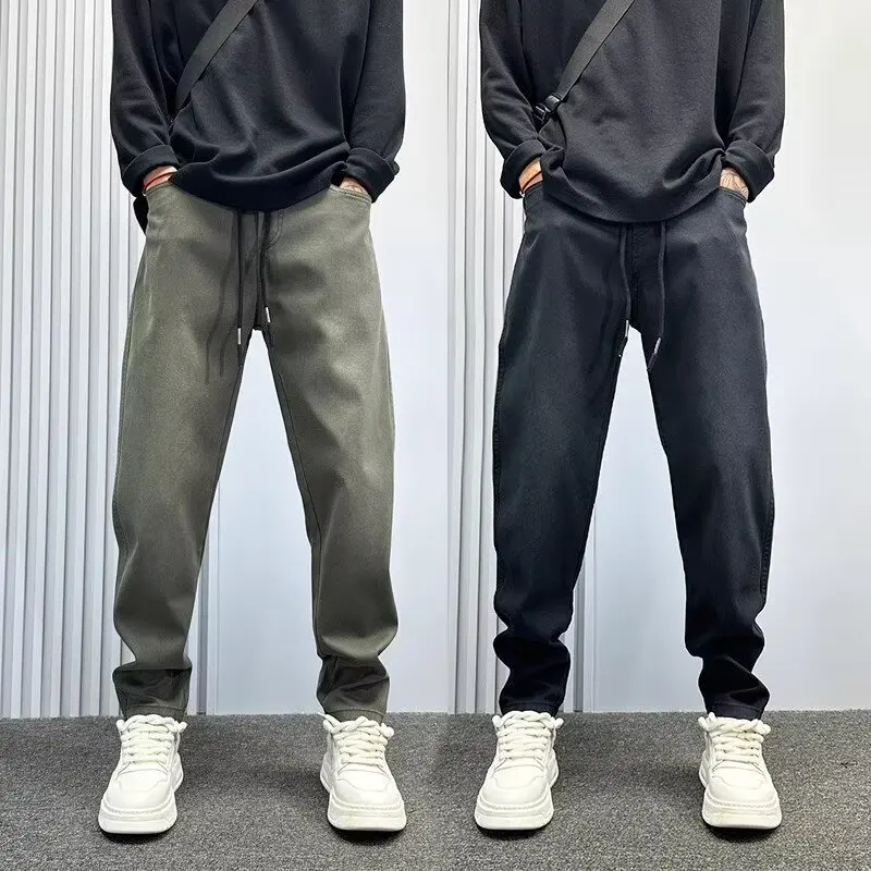 

American retro workwear logging pants men's summer military green trendy brand loose autumn and winter straight leg casual pants