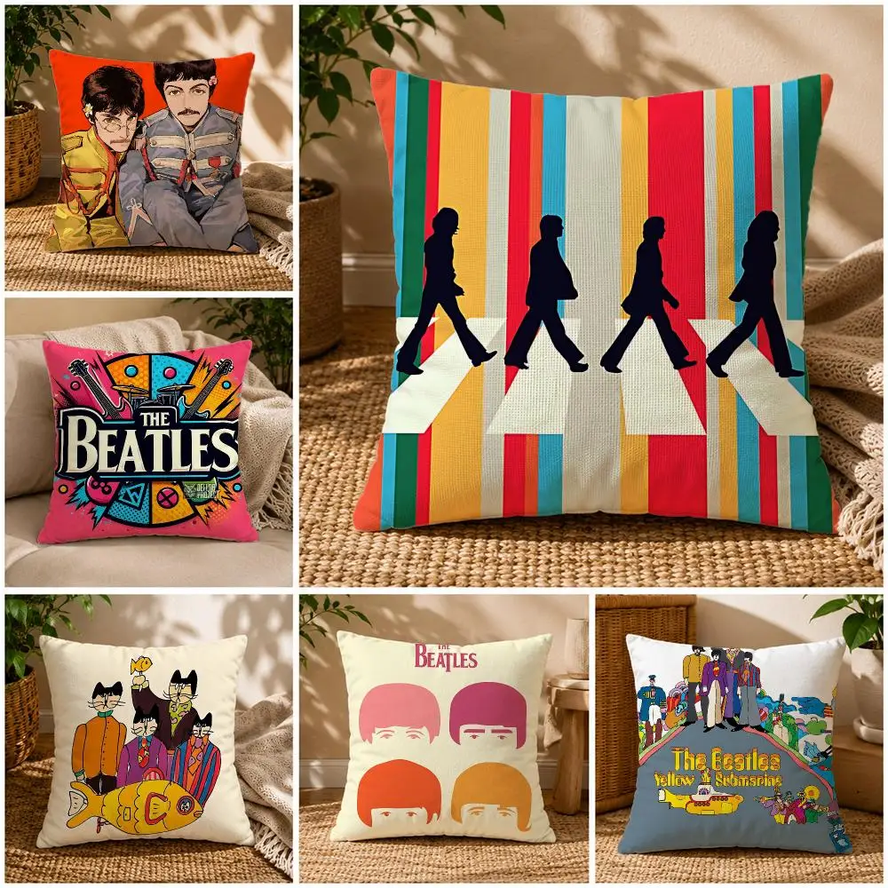 BAND‑The Beatles Cushion Cover Soft Short Plush Zippered Cushion Covers 40/45/50cm Square Decor for Sofa Home