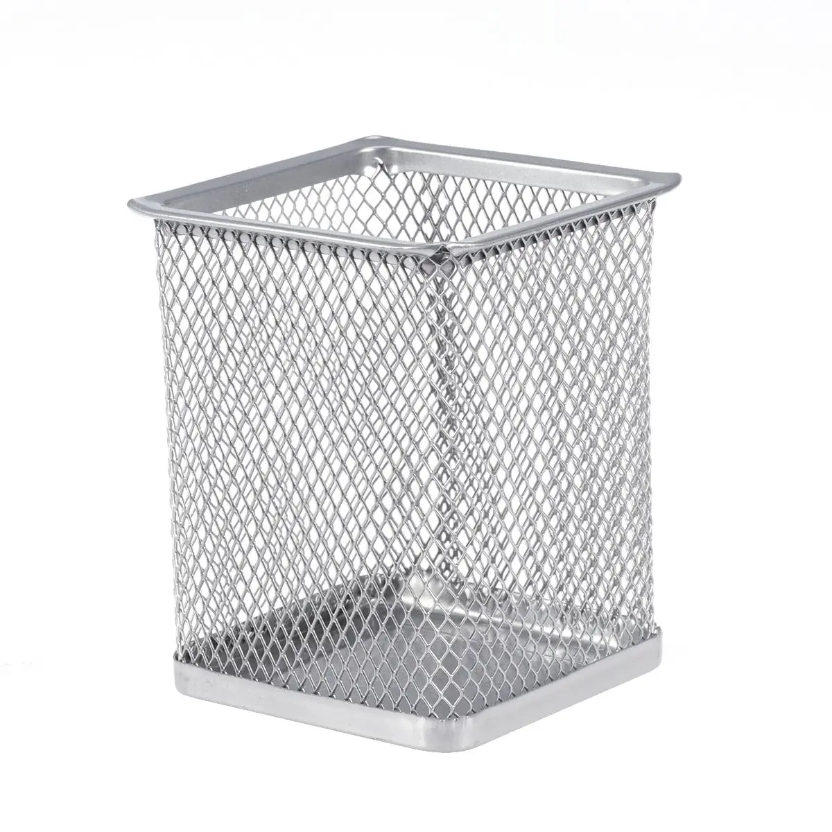 2Pcs Metal Hollow Pencil Container Scratch Resistant Pen Holder Square Mesh Office Accessories Lightweight Portable