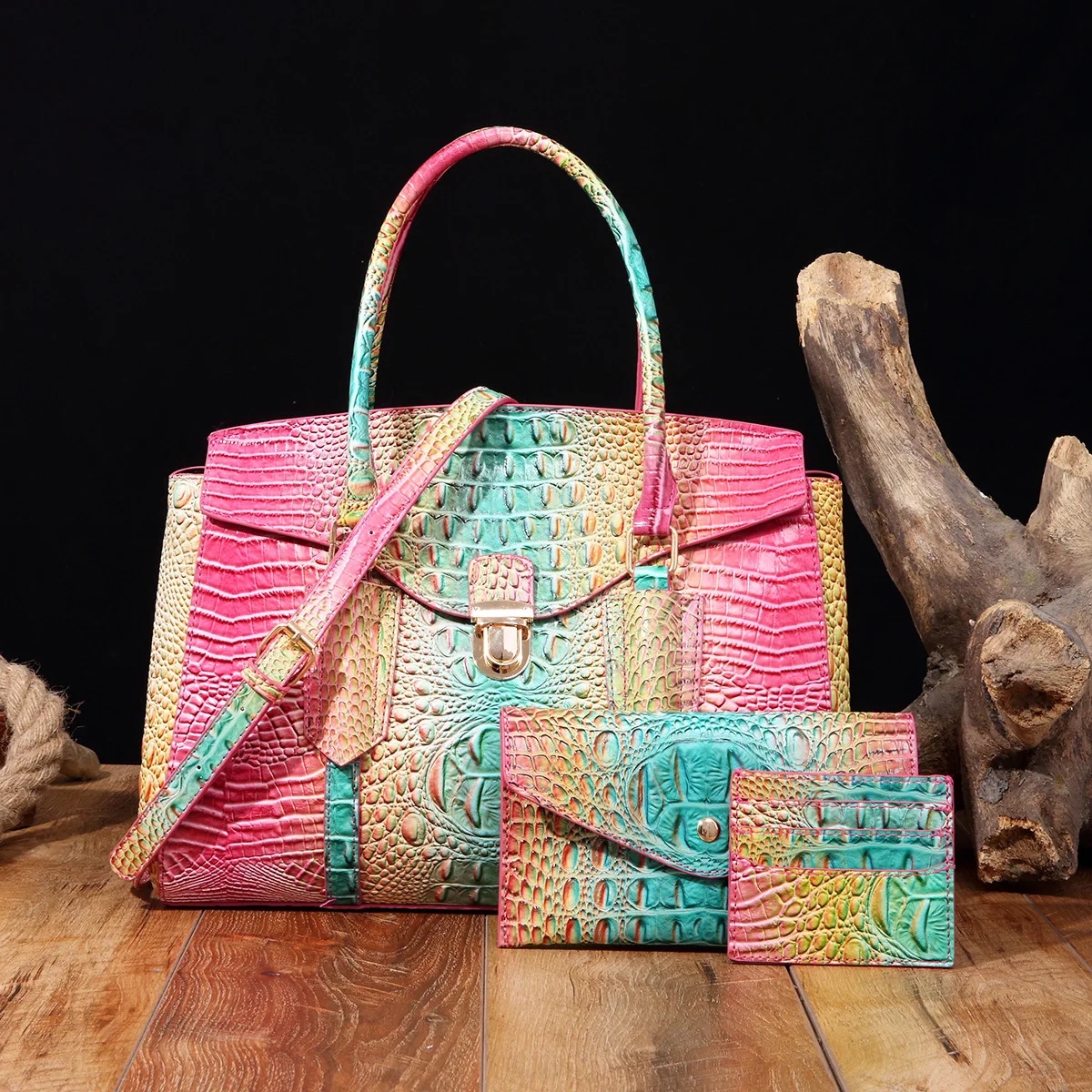 

Новая сумка через плечо с крокодиловым принтом для женщин, одинаковый комплект для мамы и дочки с верхней ручкой, винтажная сумка через плечо для ежедневного использования