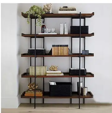 

American retro loft simple shelf industrial style solid wood bookshelf bookcase living room floor multi-storey creative shelf