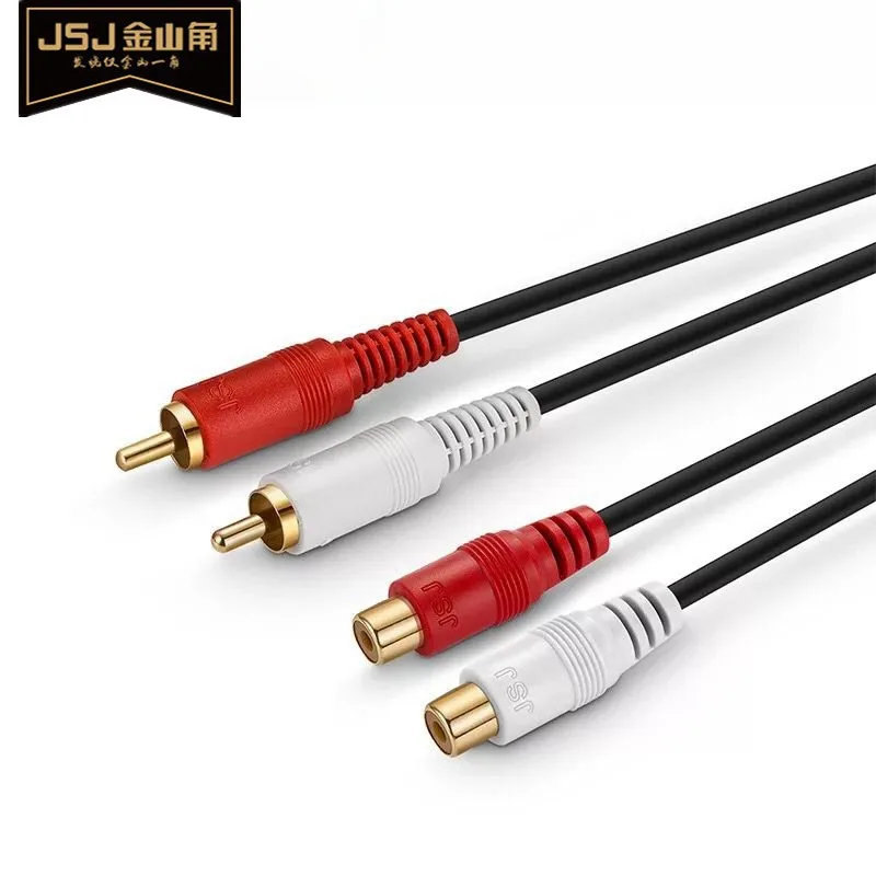 JSJ Jinshan Kok، كابل صوت مزدوج اللوتس، كابل تمديد نحاسي مزدوج RCA ذكر إلى أنثى خالي من الأكسجين AV كابل لوتس بأربعة رؤوس