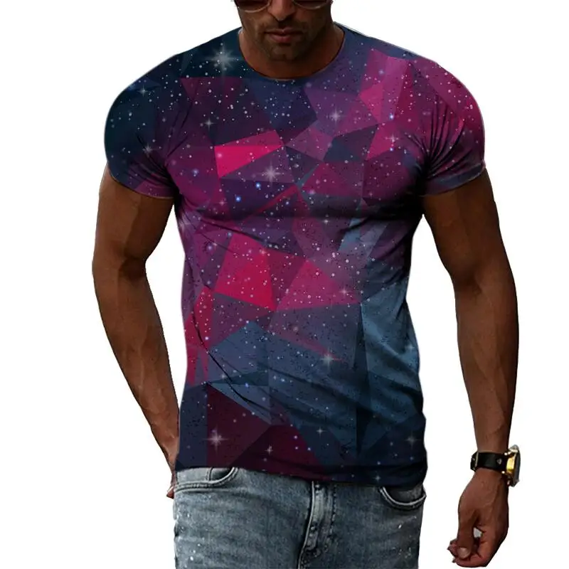 Summer Fashion Creative Abstract Graphic T Shirts For Men Casual 3D Print Hip Hop Harajuku Personality Round Neck Short Sleeve