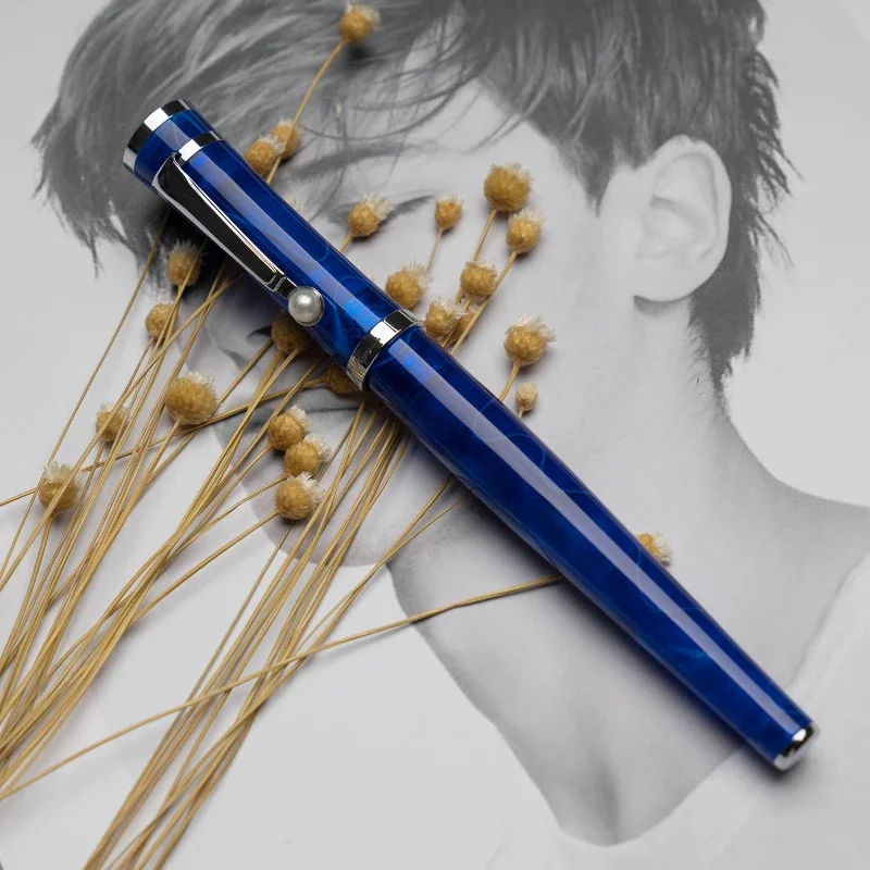 

FULIWEN Acrylic Resin Luxury Fountain Pens EF/F 0.38/0.5 0.7MM Nib Ink Pen Beautiful Sky Blue Orange Stationery Supplies Gift