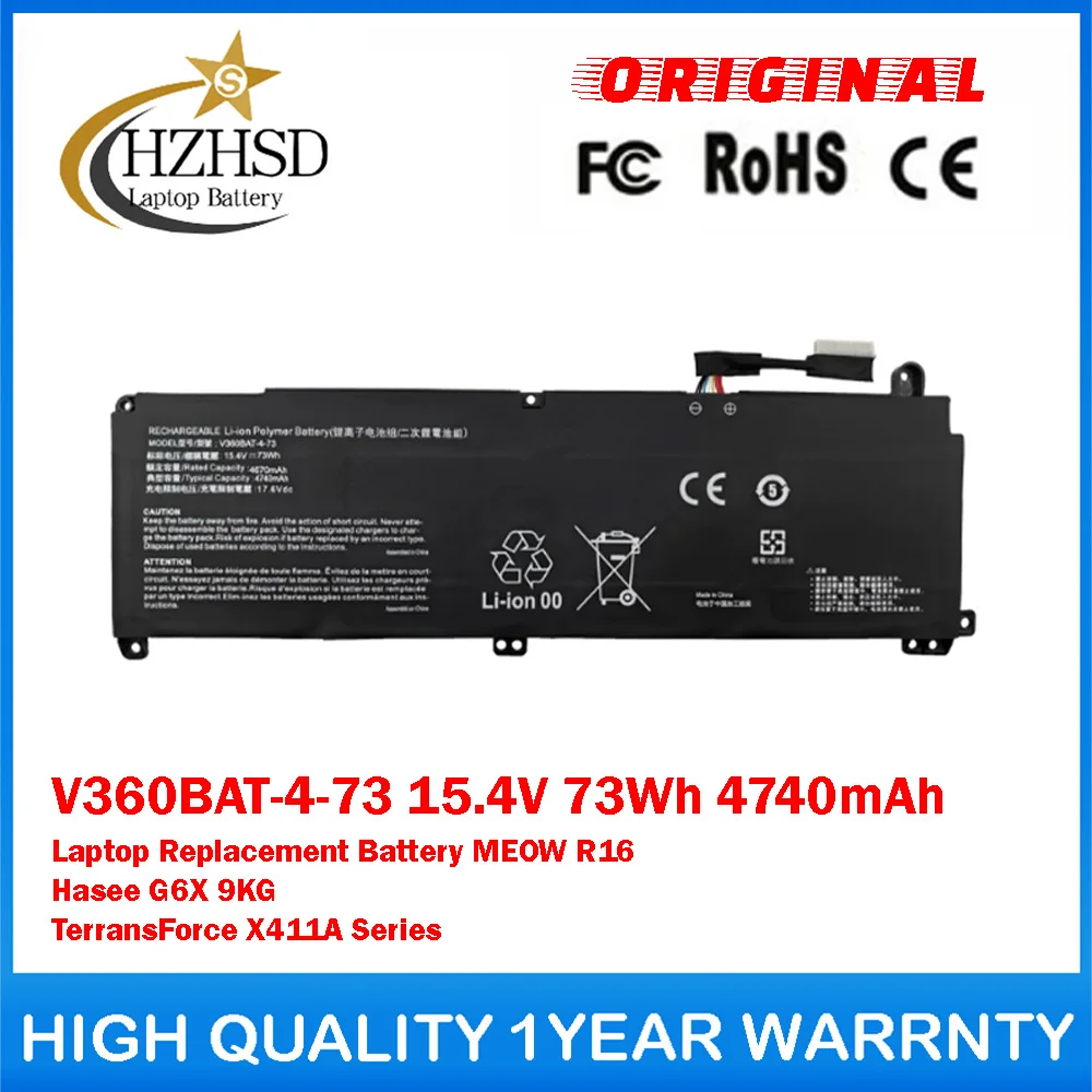 

V360BAT-4-73 15.4V 73Wh Genuine Original Laptop Replacement Battery For COLORFIRE MEOW R16 Hasee G6X 9KG Terrans Force X411A