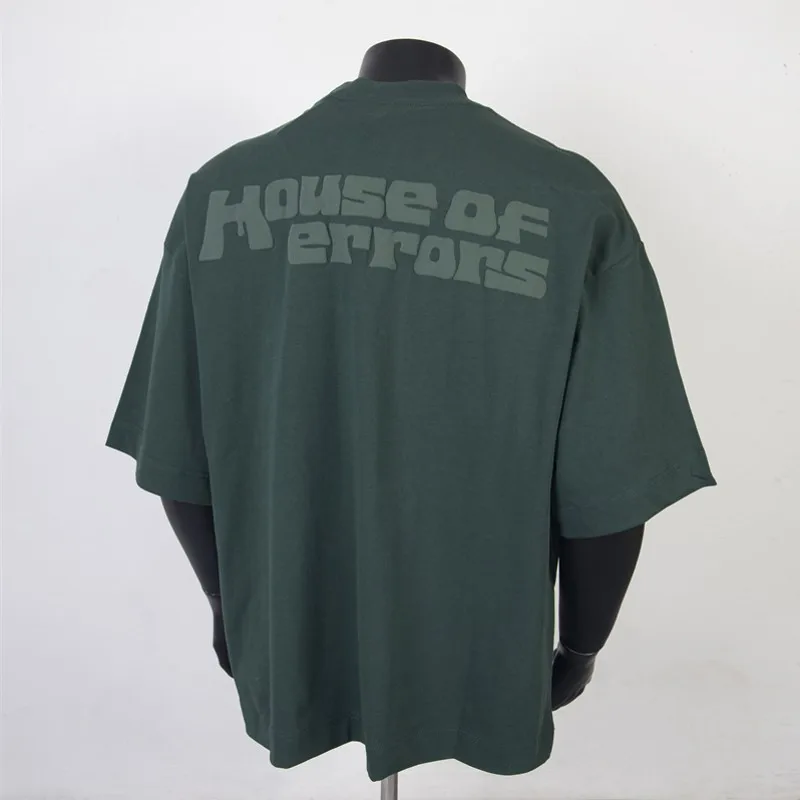 Dark Green HOUSE OF ERRORS T-shirts Oversized Short Sleeve Eye Print Tees T Shirt