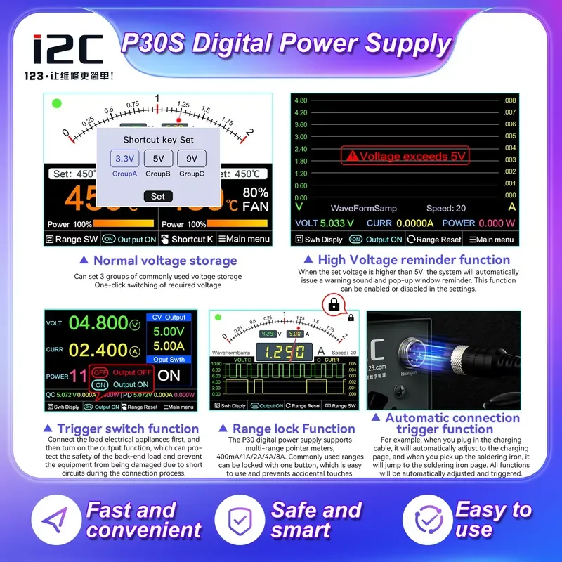 I2C P30S 2 in 1 ESD Soldering Station 700W SMD Rework Soldering Station Hot Air Welding Repair Tools Solder Iron 5