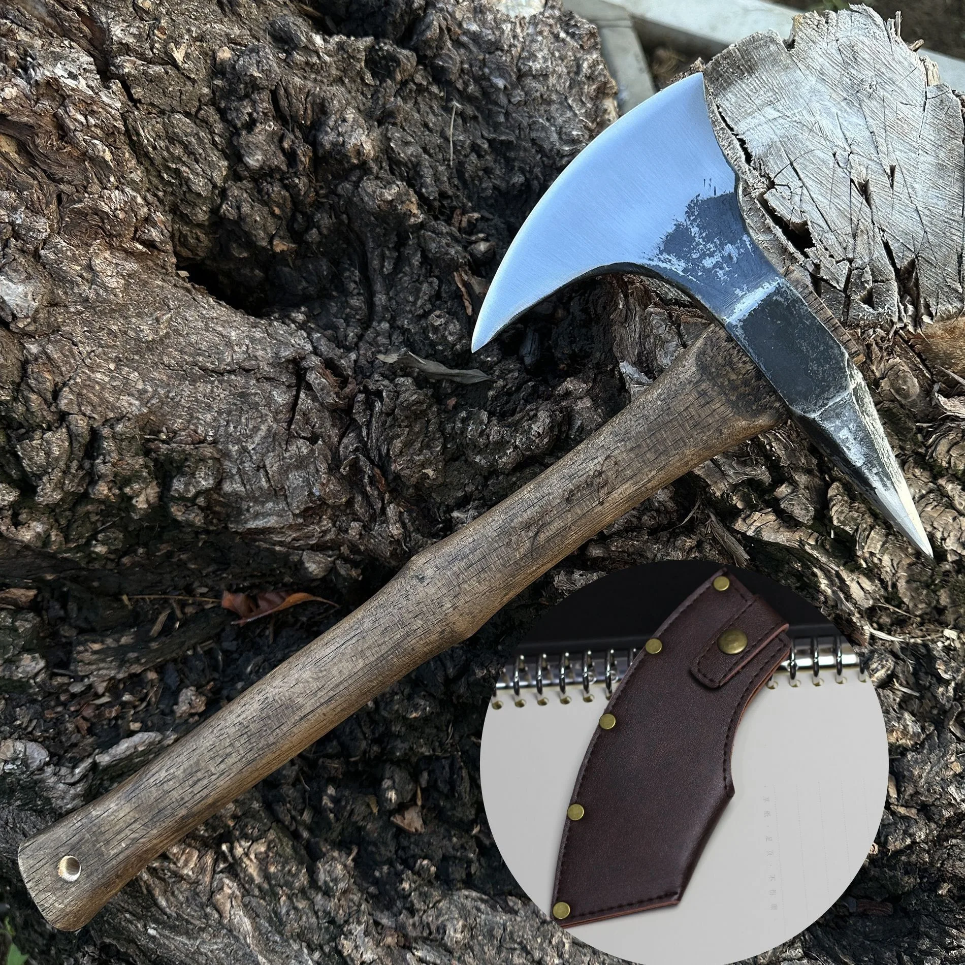Outdoor Multifunctional High Carbon Steel Forged Walnut Wood Handle Hand Axe Camping Tactical Axe