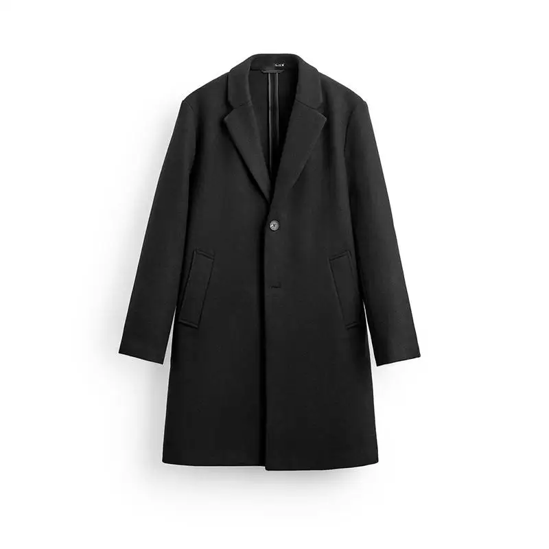Autumn Winter New Men's Wool Blend Long Sleeve Notch Collar Coat Jacket Loose Fit Youthful Fashion Urban Style Thermal Outerwear