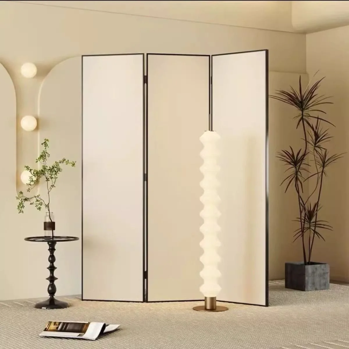 Chinese screen partition living room folding mobile simple cream wind room live broadcast background hotel office occlusion