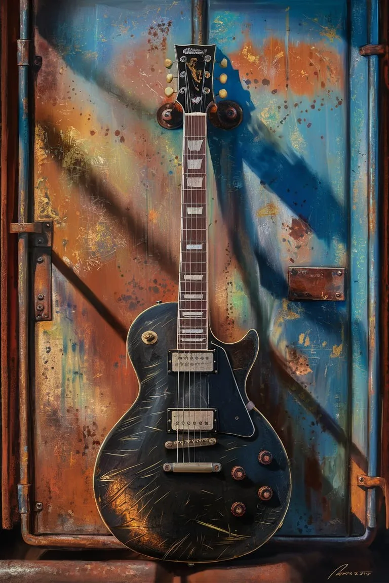 علامة ألومنيوم عتيقة للغيتار ، ديكور جداري معدني عتيق للمنزل ، بار ، مقهى ، كهف رجل ، جراج ، هدية فريدة لمحبي الموسيقى ، 1 روض #3