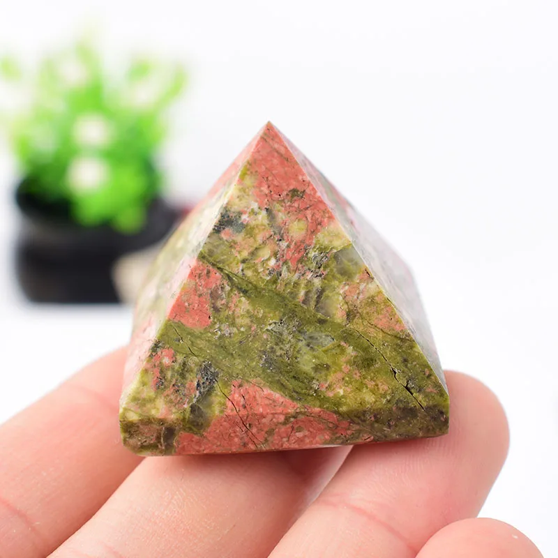 Natural Crystal Unakite Polished Pyramid Reiki Healing Stone Chakra Reiki Meditation Crystal Tower Home Decor Crafts