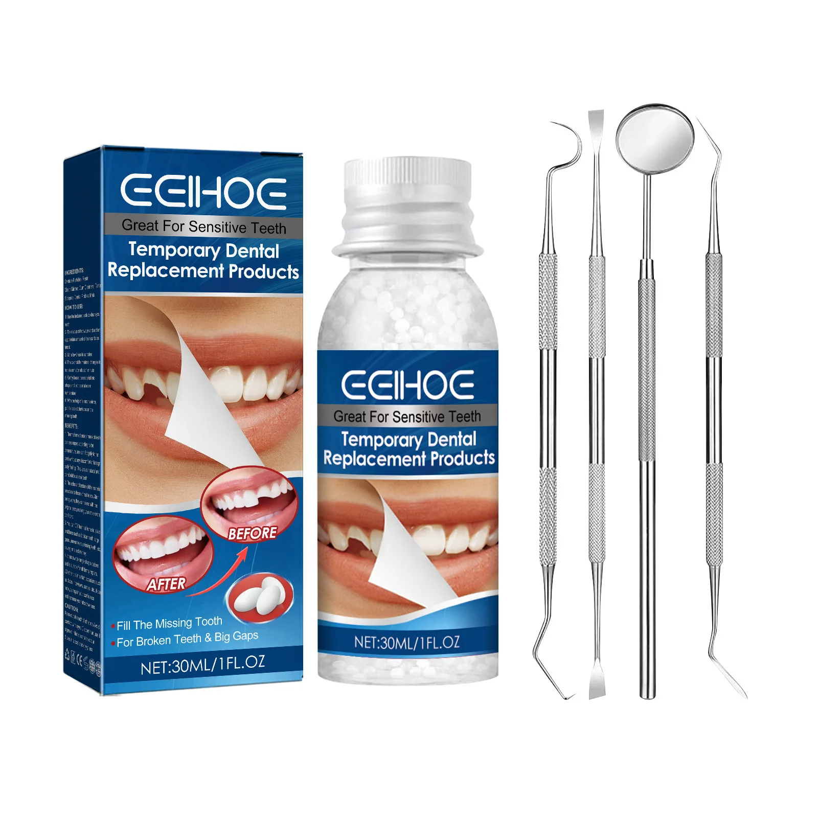 Temporary Dental Replacement Kit Teeth Modification Missing Broken Teeth Repair Creating Perfect Smile False Teeth Solid Glue