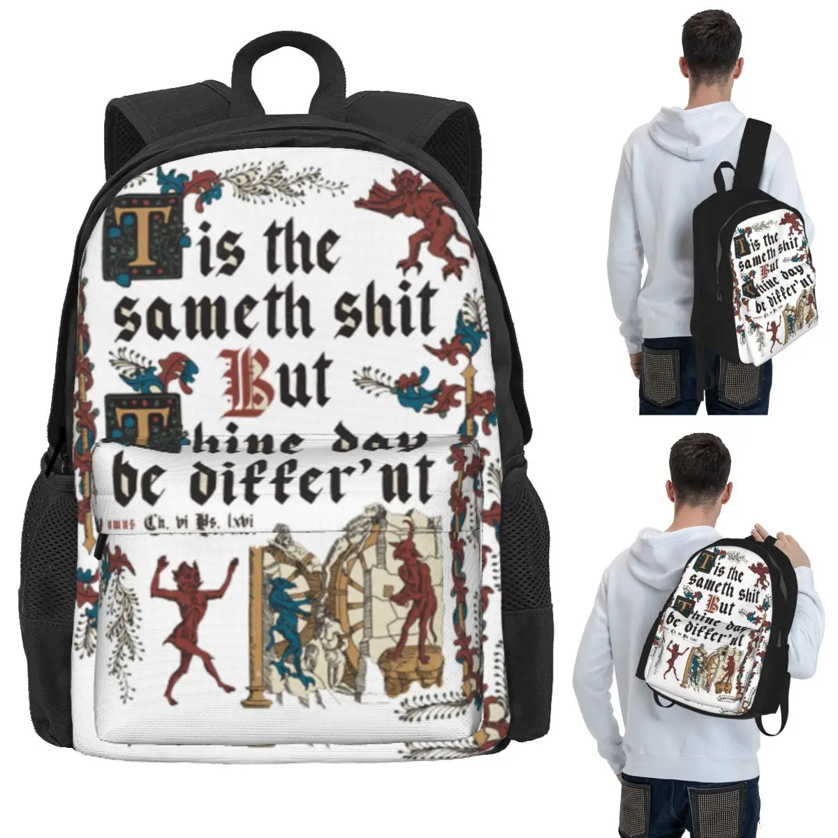 

Same Shit Medieval Style English History Student Backpack School Bag Hiking Travel Daypack for Boys Girls Bookbag Shoulder Bags