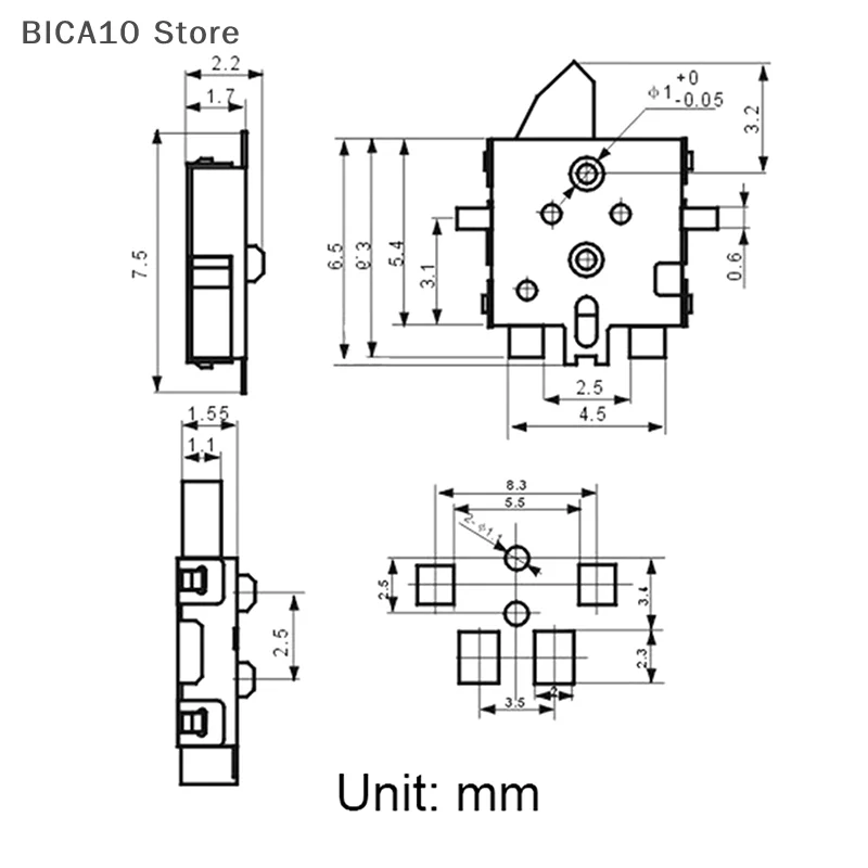 10 قطعة KFC-C-15A الحد 4-Fot التصحيح SMT التبديل موصل اللعبة إعادة تعيين مايكرو كشف زر 4-Pin مع بقع العمود
