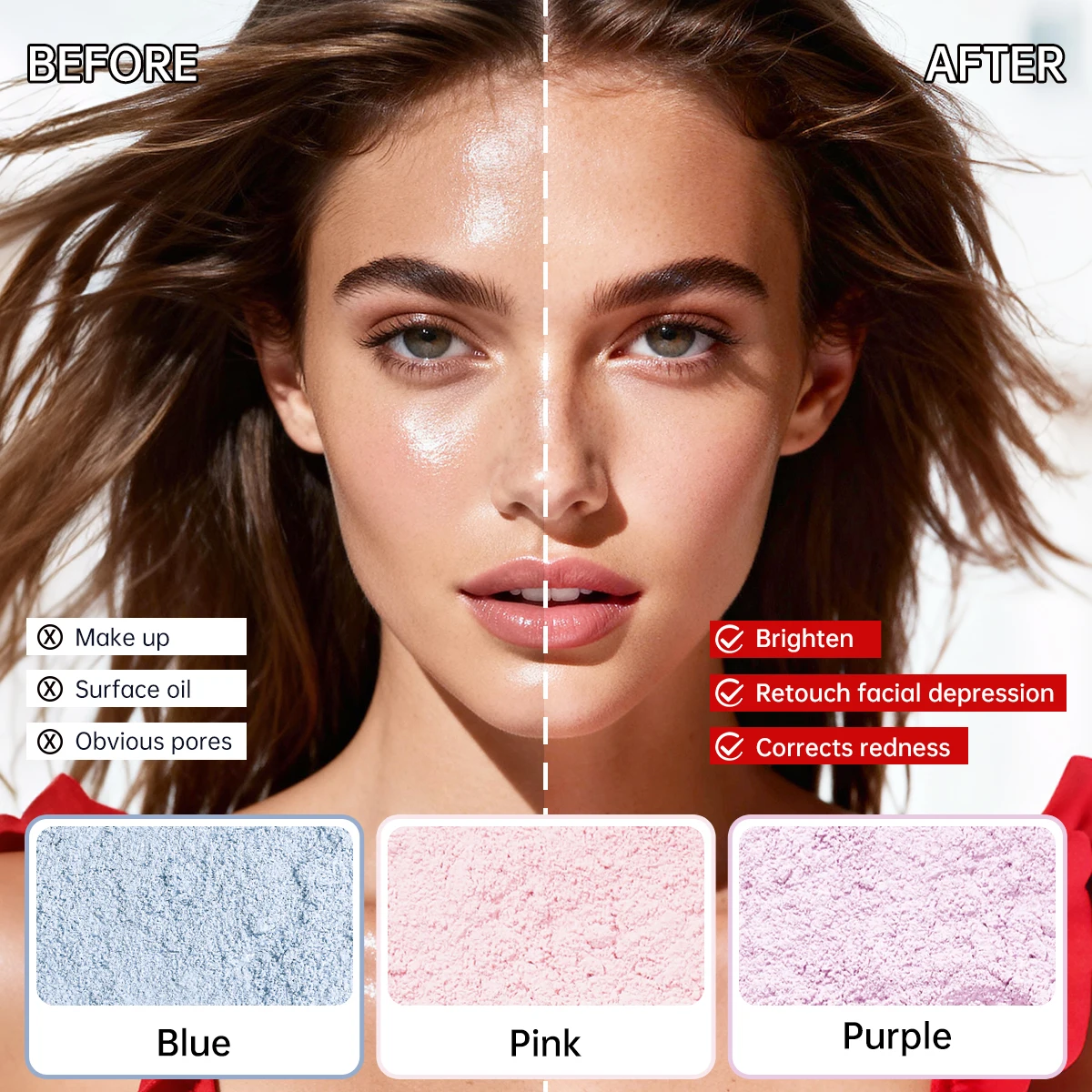 Catkin Make-up lose Abbinde puder, Öl kontrolle poreless Gesichts puder geeignet für alle Hauttöne und pflegen matt und natürlich