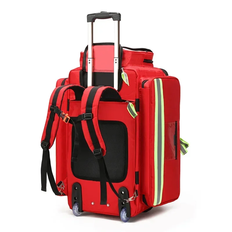 Survival First Aid Kits Medical Care Trolley Emergency Rescue Doctor First Aid Bag Empty Detachable Trolley Backpack