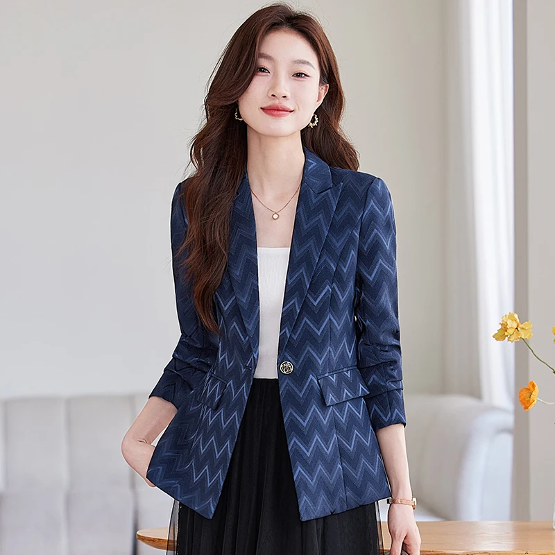 

Fashion Design Commuter Blazer Women 2024 Fall OL Temperament Long Sleeve Suit Jacket Casual Versatile Career Cropped Jacket