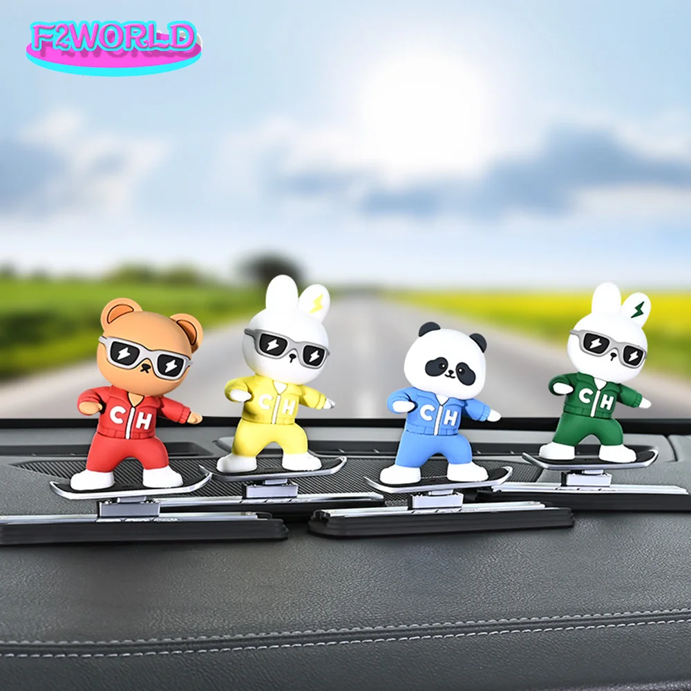 

Car Ornaments Dashboard Sliding Skateboard Bear Rabbit Panda Interior Decoration Stickers For Citroen Picasso Toyota Nissan BMW