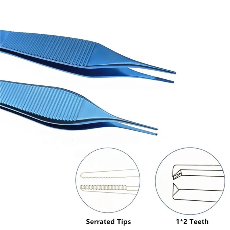 122mm Titanium Tissue Forceps Tungsten Carbide Coated Serrated Tips Ophthalmic Surgical Instrument