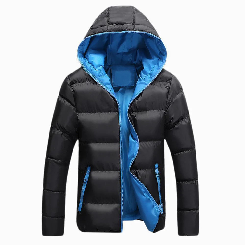 Inverno masculino grosso veludo à prova de vento para baixo casaco de alta qualidade quente casaco com capuz