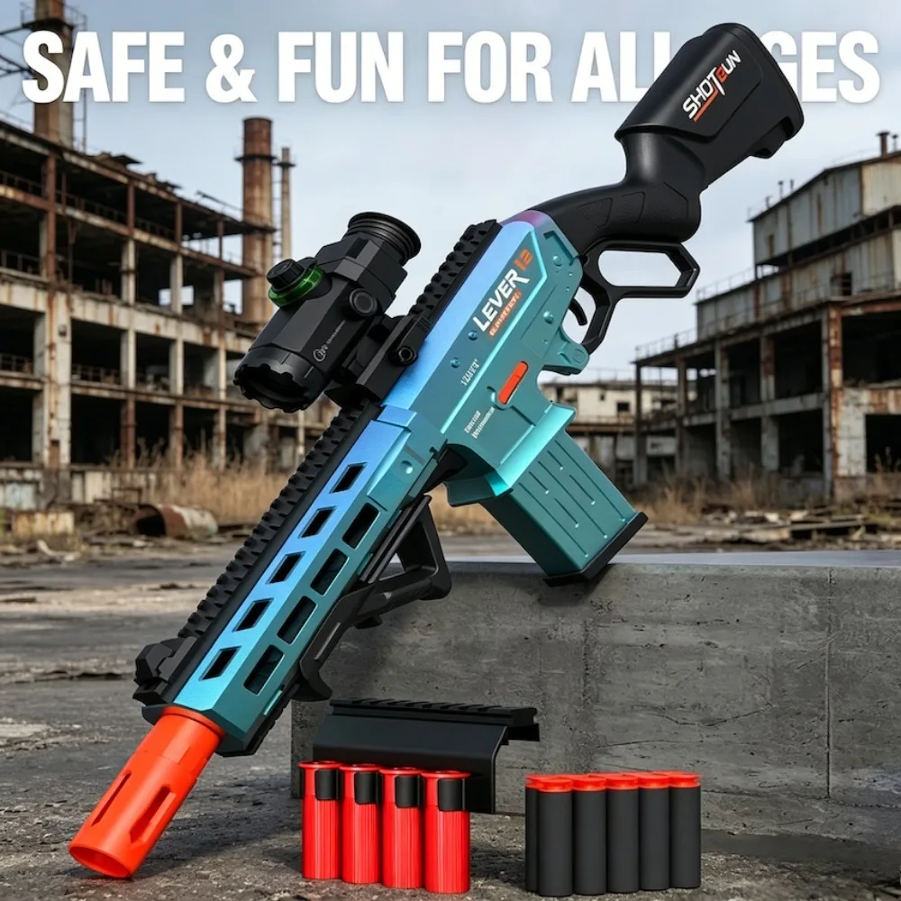 

Pull Ring Loading Shell Throwing Soft Bullet Toy Gun Safety Foam Dart with Scope Sight, Outdoor Shooting Play Toy for Children