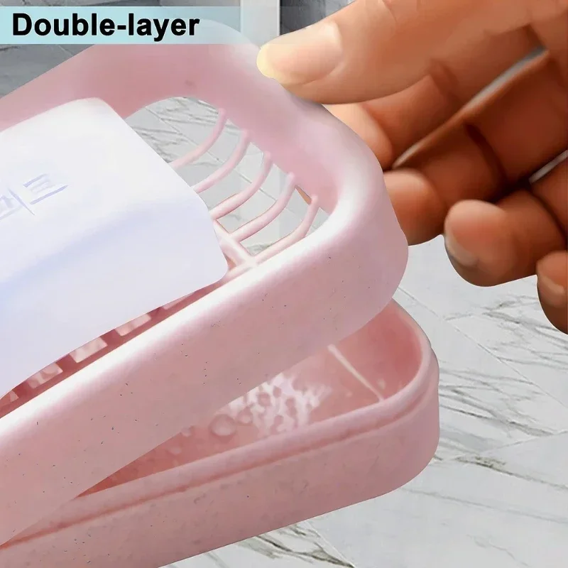 Portable Soap Holder Double-layer Plastic Shower Soap Dishes Non-slip Draining Tools Drainage Soap Box Bath Bathroom Accessories