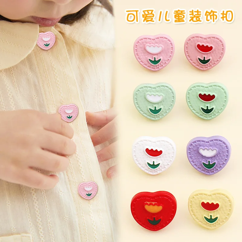 20 piezas moda lindo color caramelo amor corazón cárdigan con botones para niños jersey con botones tops cien chaqueta decorativa a juego