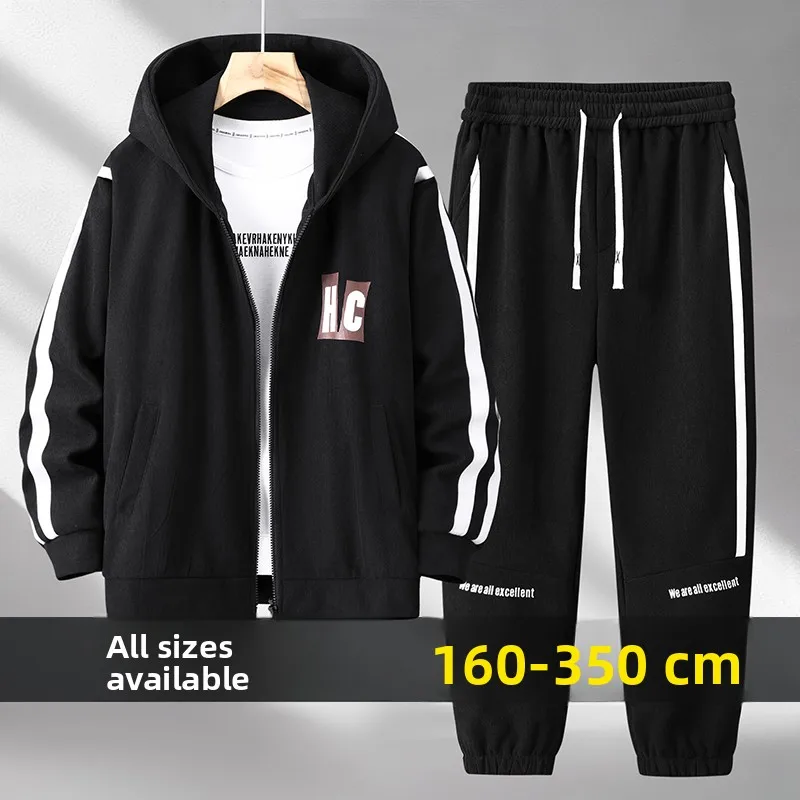 

Мужской комплект спортивной одежды больших размеров, свободный крой, джинсы и брюки для бега, осенняя коллекция, смесь полиэстера и спандекса