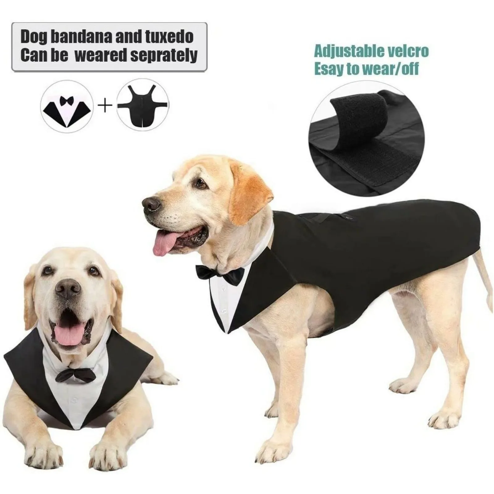 Dog costume large dog tuxedo with detachable,dog wedding costume suitable for large and medium dogs,golden retrievers, labradors