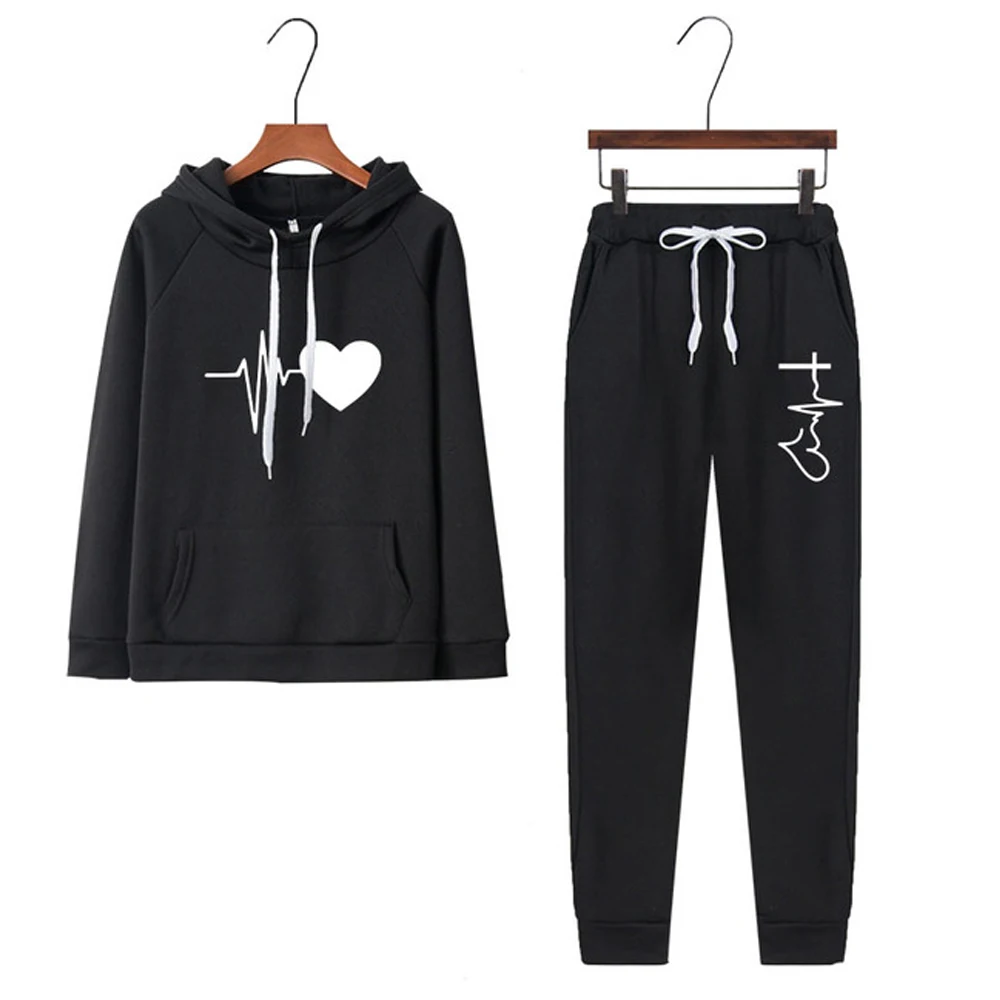 Women's Hoodie Set Hooded Sweatshirt + Sweatpant 2PCS Woman Jogging Trousers Suit Casual Streetwear Tracksuit