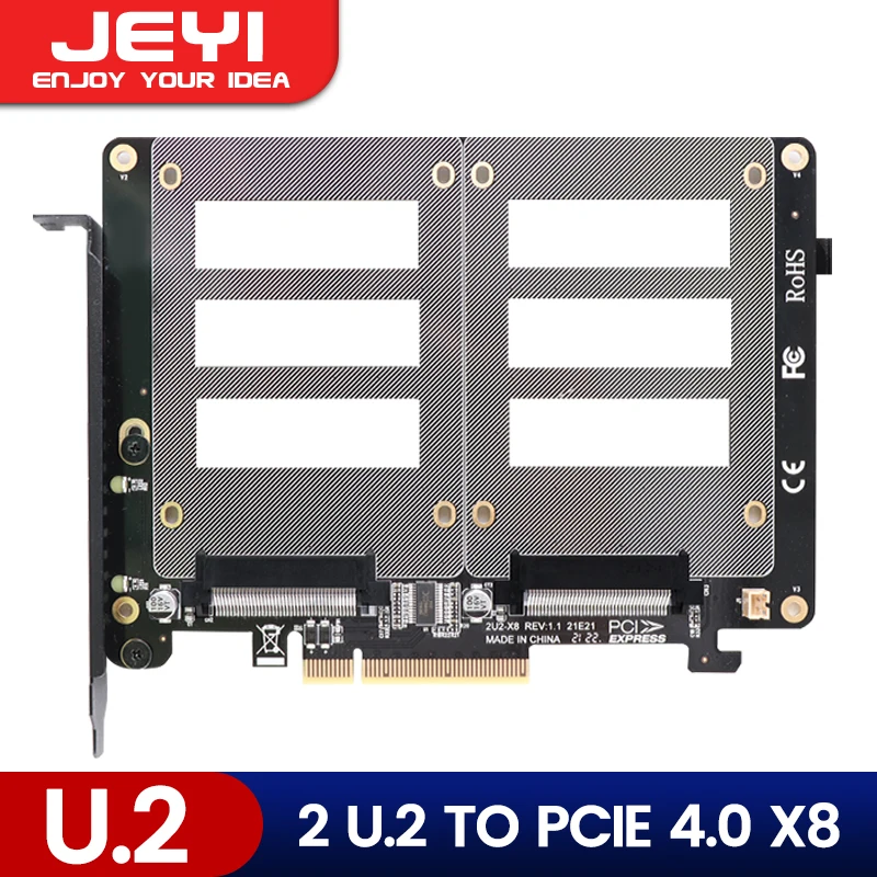 JEYI U.2 naar PCIe 4.0 adapter, NVMe 2.5' U.2 (SFF-8639) SSD PCIe X4 X8 X16 uitbreidingskaart - U.2 SSD - U.2 Drive (PEX4SFF8639)