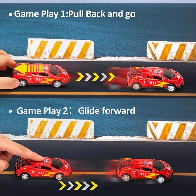 WOWFU-21PCS Auto's Met Opbergdoos Duwen En Trek Wrijving Aangedreven Voertuigen Voor 3 4 5 6 7 Jaar oude Kinderen