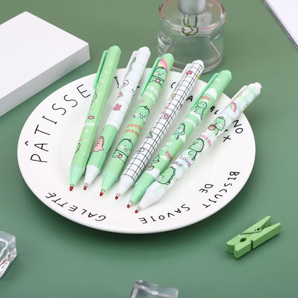 Cute Cartoon Dinosaur 0.5mm Black Gel Pen, Retractable Press Bullet Nib Design, For Students Exam Study Office Writing