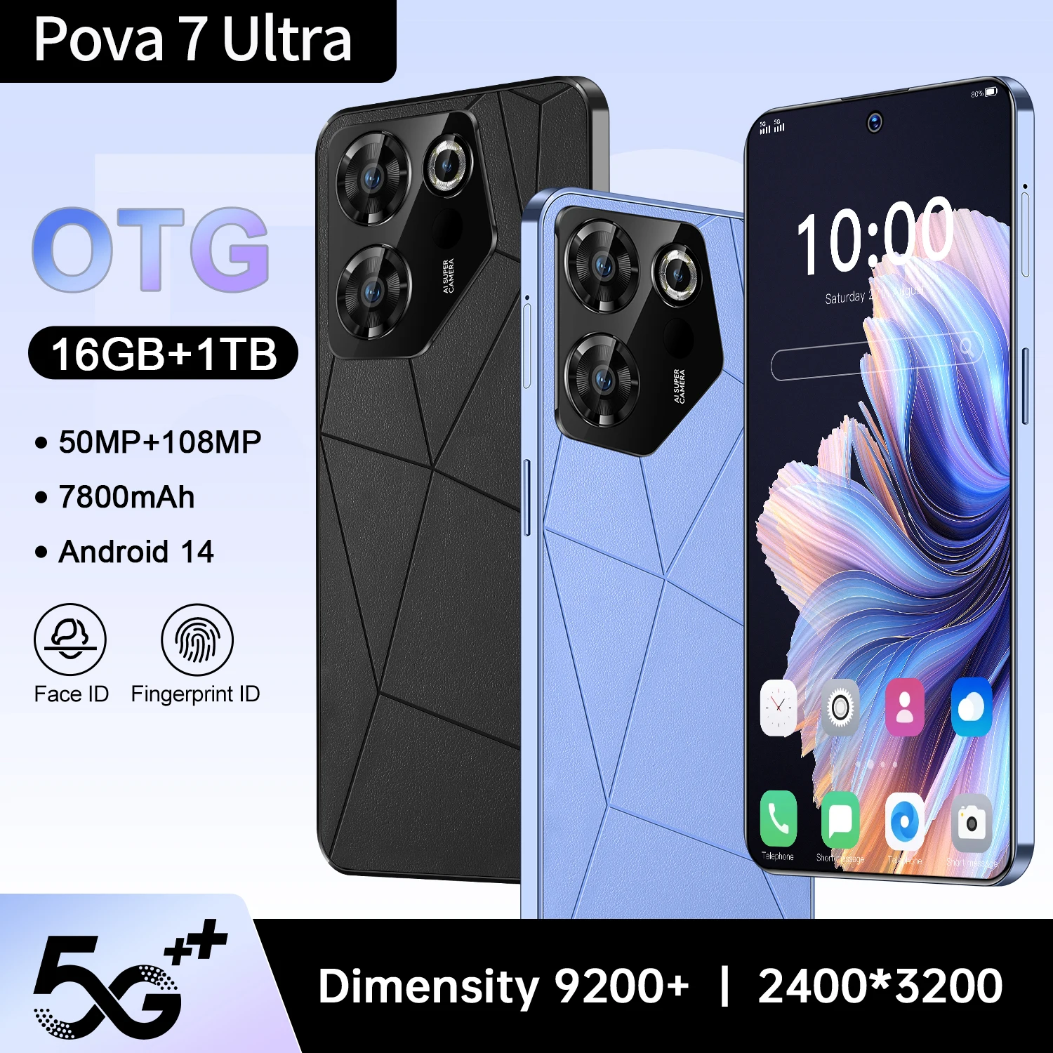New Hot SALE High Quality Pova 7 Ultra original global version intelligent 5G dual card dual standby system 7800mAh battery