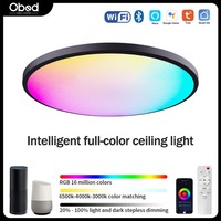 Tuya WiFi Smart LED Ceiling Light Circular RGB Dimmable Ceiling Light Alexa Google Bedroom Living Room Indoor Decorative Lights