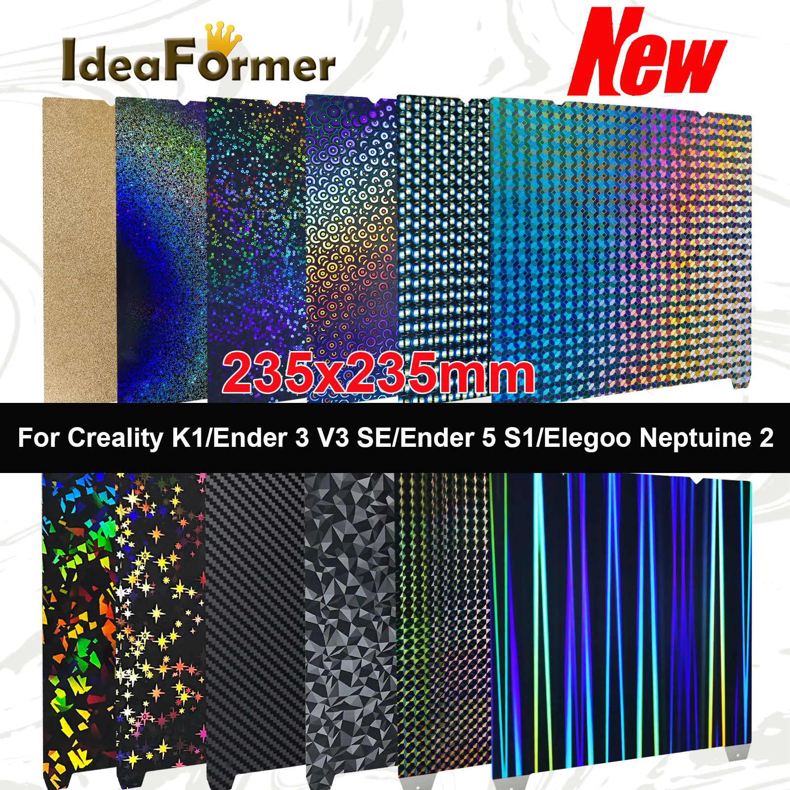 

Для Ender-3 S1 Pro/Ender 3 V3 SE/Ender-5 S1 Соединительная пластина 235x235 мм K1 K1C PEI Лист двухсторонний K1 PEO PET Пружинный стальной лист
