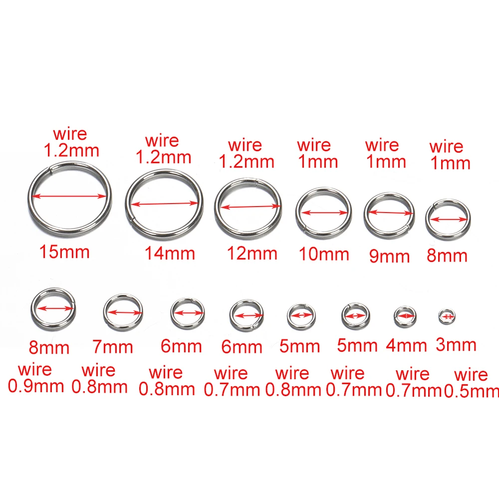 200Pcs/lot 3mm-12mm Stainless Steel Open Jump Rings Split Rings Findings For Jewelry Making Connectors Diy Accessories Supplies