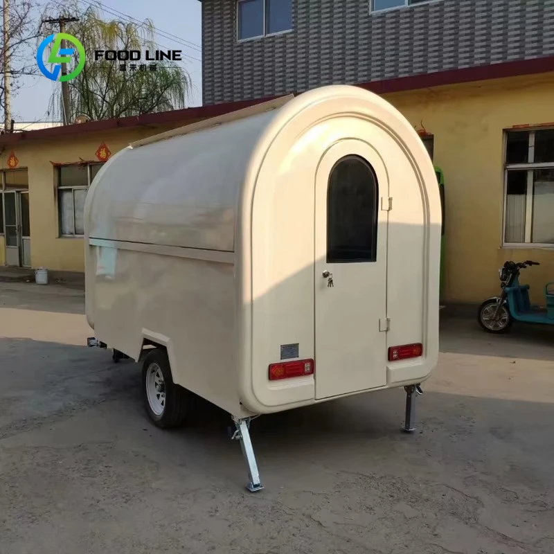 Customized Mobile Round Fast Food Concession Trailer Stainless Steel Food Cart with Window for Outdoor Street Vending Business