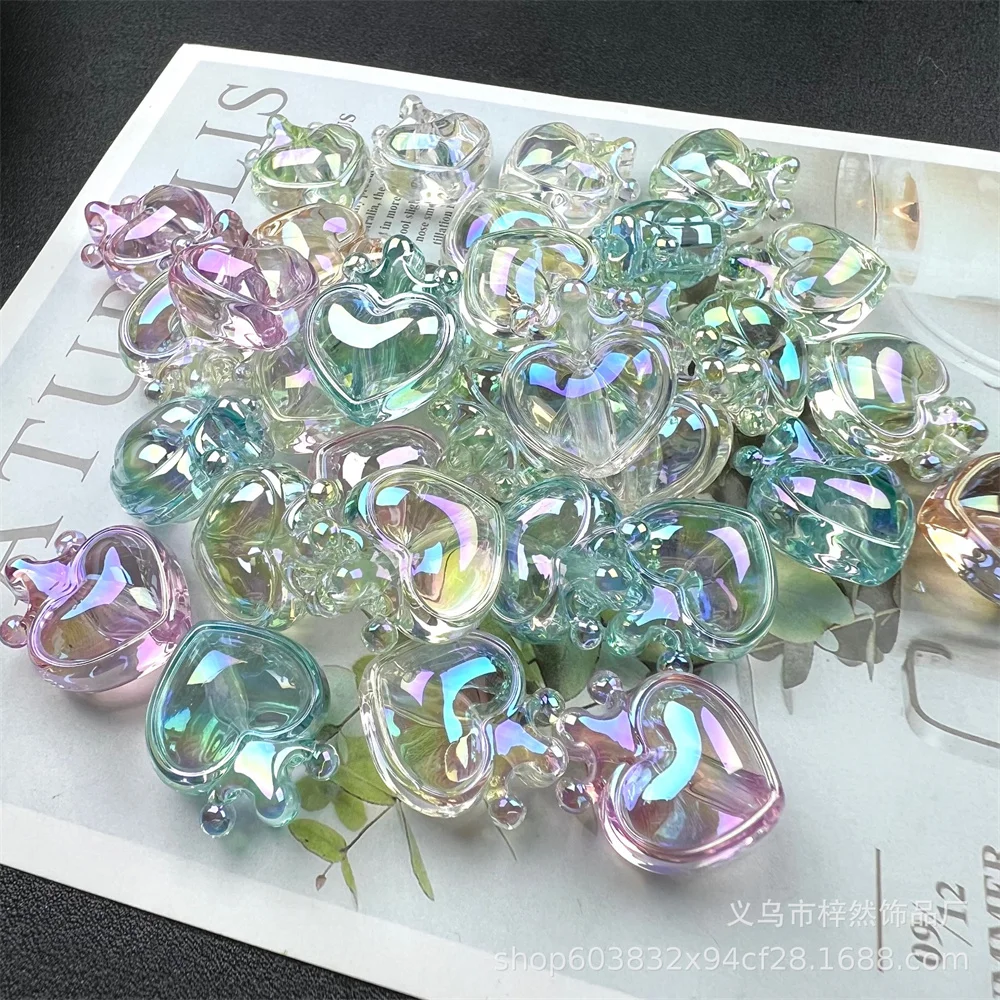 CH71 Transparent High Gloss Heart Crown UV Plated DIY Handmade Beaded Phone Chain Keychain Bag Bracelet Jewelry Accessories