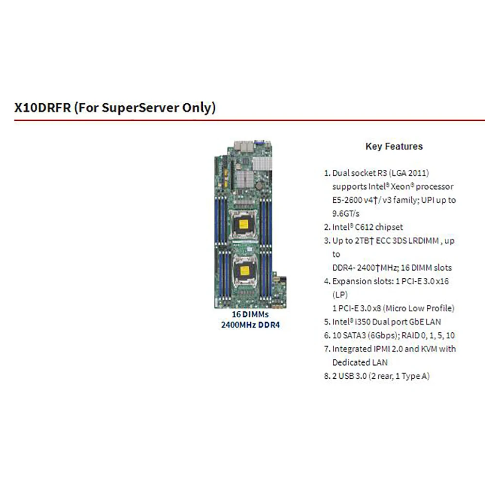 Xeon Processor E5-2600 v4/v3 Family LGA2011 For Supermicro Motherboard X10DRFR