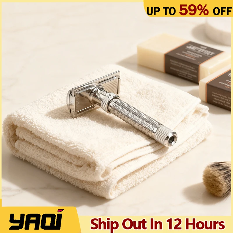 

Yaqi Ultima Stainless Steel Adjustable Mens Safety Razor For Mens Comfortable Non-slip Grip Precise Shaving With 77MM Handle