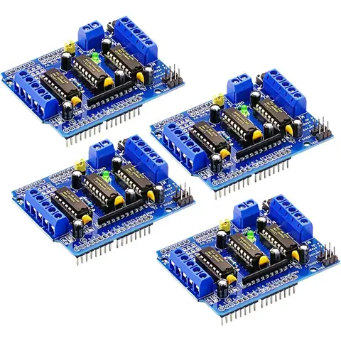 Paquet de 4 moteurs pas à pas L293D, carte d'extension de bouclier d'entraînement de moteur pas à pas de bouclier d'entraînement de moteur à courant continu Compatible avec Arduino