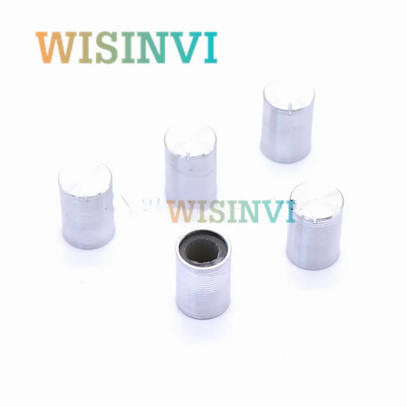 10pcs black silver aluminum alloy knob switch cap / 10mm*15mm hole 6MM amplifier audio volume potentiometer DIY knob cover