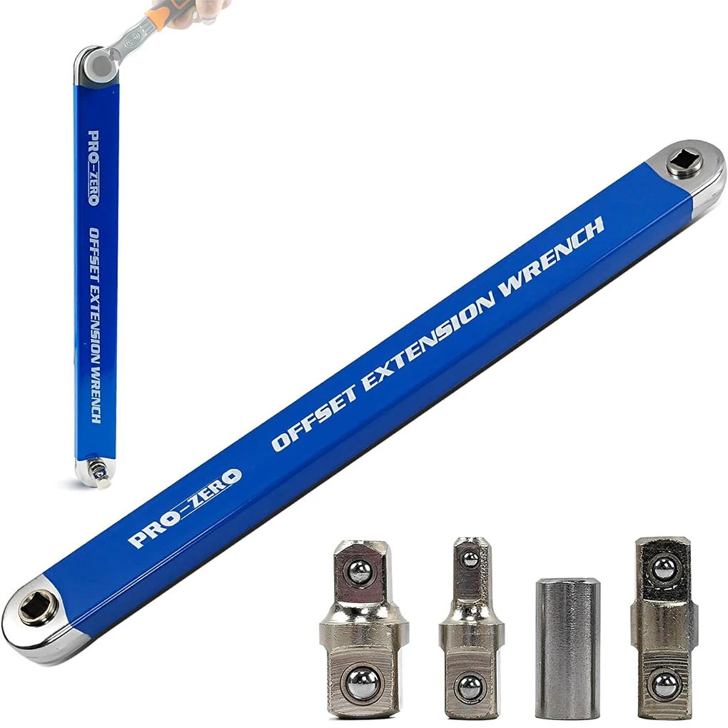 오프셋 연장 렌치 렌치 도구 수공구 1/4 및 3/8 정사각형 드라이브 어댑터 보관함으로 쉽게 조절 가능