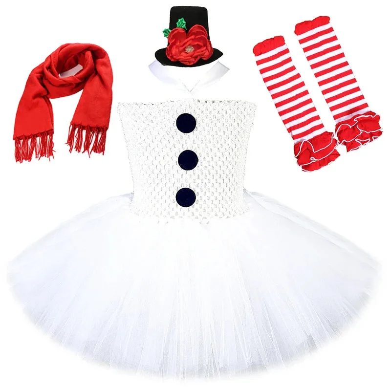 

Christmas Snowman Tutu Dress for Girls Kids Xmas Olf Costumes Princess Dresses Children New Year Clothes Set Baby Girl Outfit