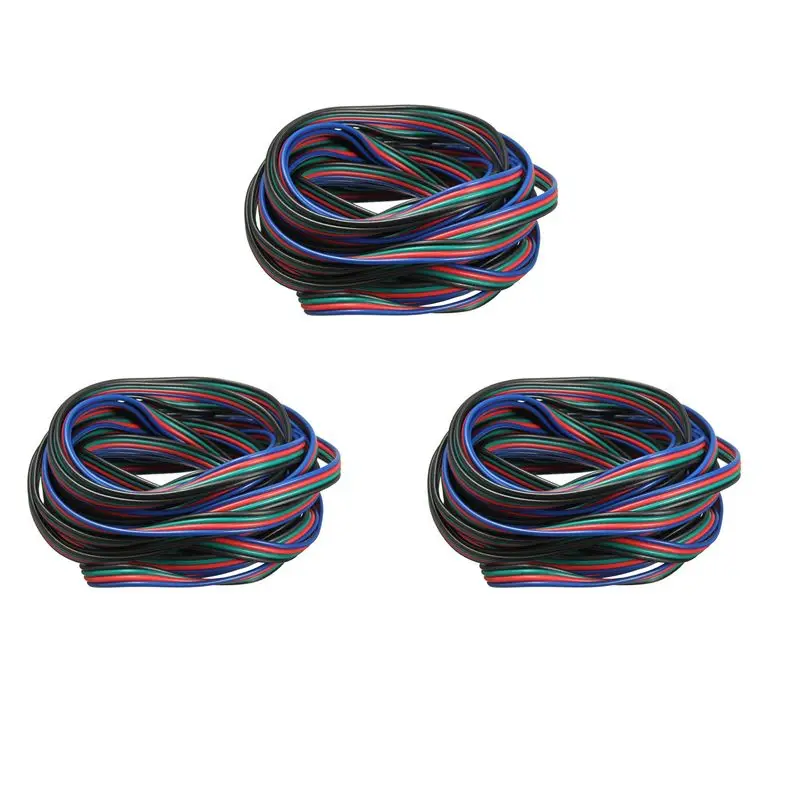ABYN-3X 4 Pin Wire Extension Connector Cable Cord For LED RGB Strip 3528 5050 Connector Colourful 5M