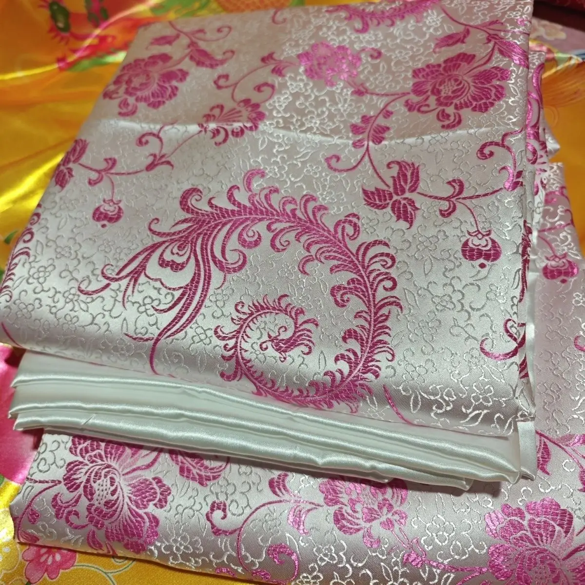 Glossy summer print satin silk Vintage ice cool bedspread quilt cover with zipper