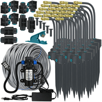Greenhouse Drip Irrigation Kit 5M-30M 360° Bendable Mist Brass Cooling Sprinkler Self-priming Pump Garden Watering System Flower